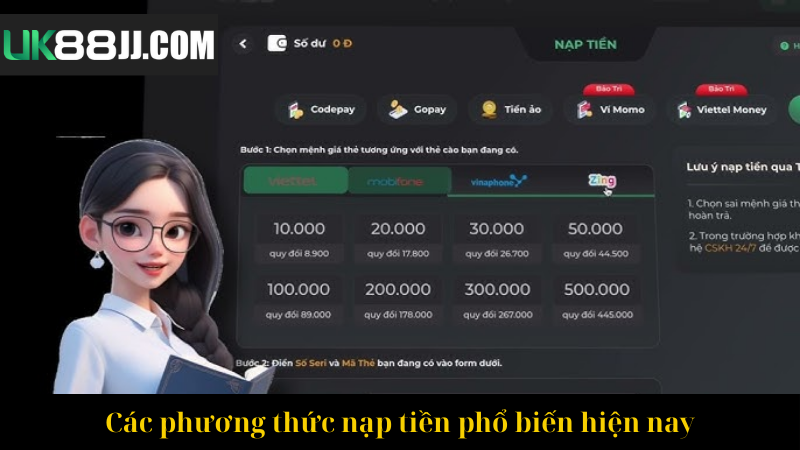 Các phương thức nạp tiền phổ biến hiện nay
