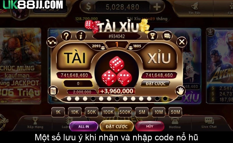 Một số lưu ý khi nhận và nhập code nổ hũ